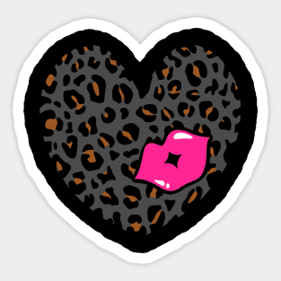 Leopard Heart Kiss, Cheetah Heart, Kiss Sticker